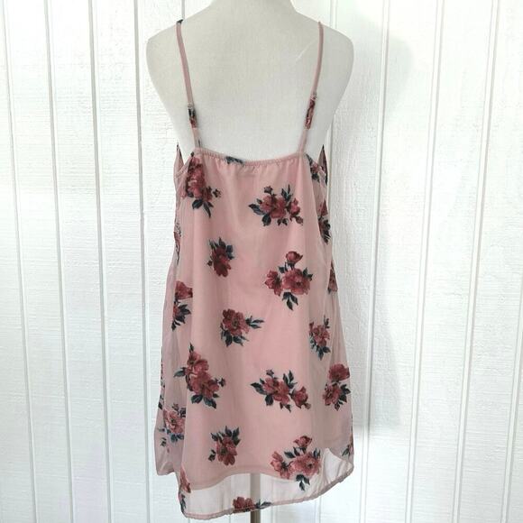 American Eagle Women Sleeveless Mini Pink Slip Dress Fairy Coquette Roses Medium - Picture 6 of 10
